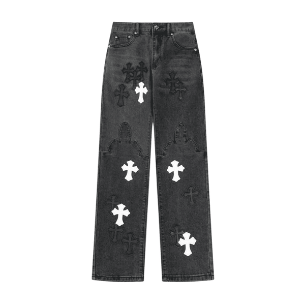 Calça Chrome Hearts Jeans Cross Patches Black