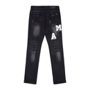 Calça Amiri Distressed Varsity Logo Jeans