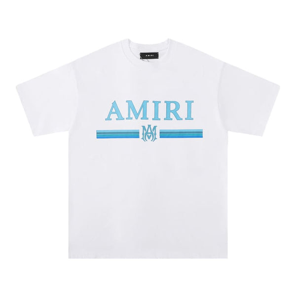 Camiseta Amiri Bar Logo Branca/Azul