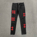 Calça Amiri Jeans Logo Preta/Vermelha