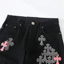 Calça Chrome Hearts Jeans Cross Patch Fleurknee