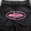 Calça Corteiz Cargo Preta e Rosa