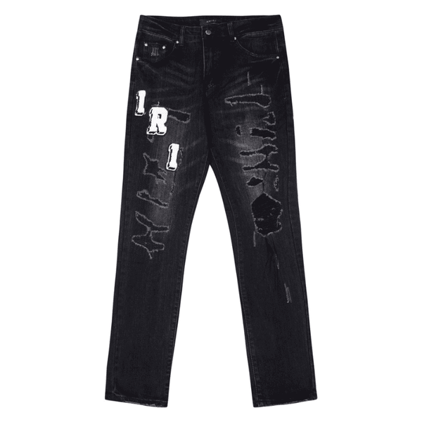 Calça Amiri Distressed Varsity Logo Jeans