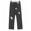 Calça Chrome Hearts Jeans Cross Patches Black White