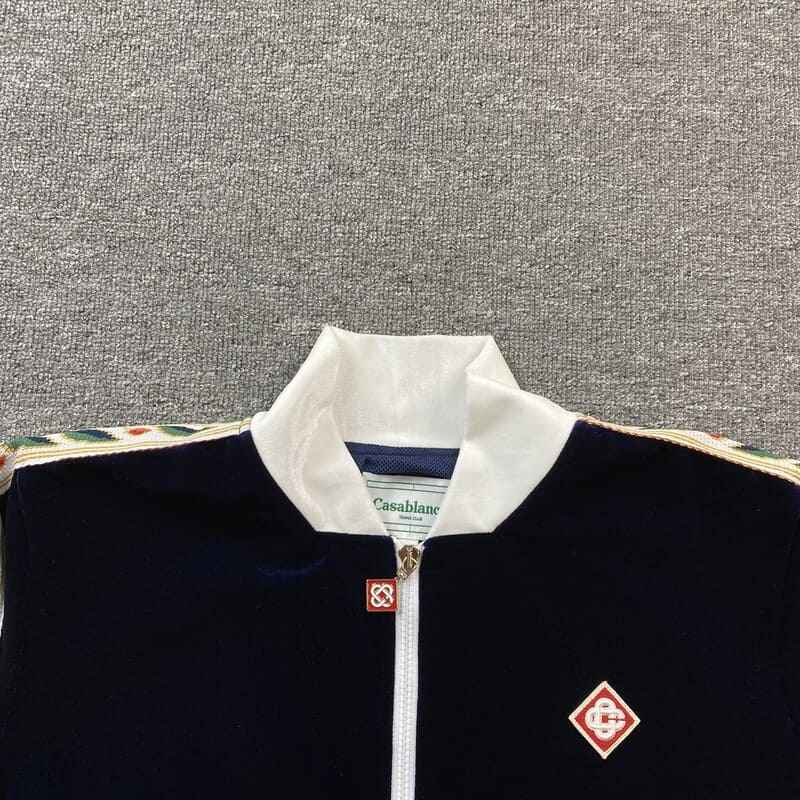 Conjunto Casablanca Veludo Logo Azul