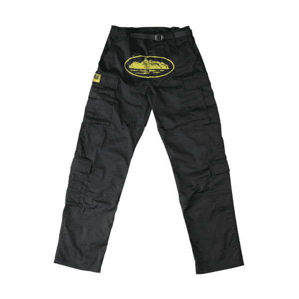 Calça Corteiz Cargo Preta e Amarelo