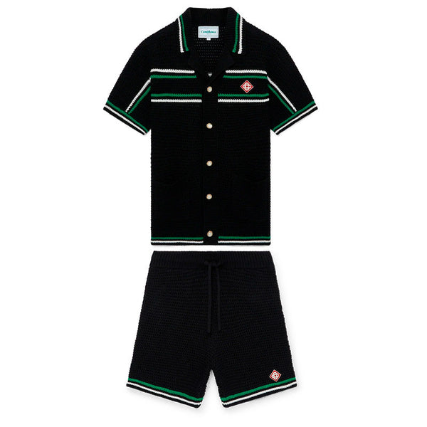 Conjunto Casablanca Crochê Preto e Verde